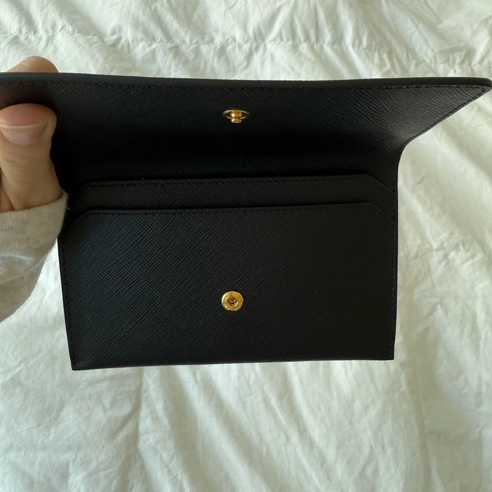 NWT Prada Saffiano Black Wallet / Passport Holder with Box and Authenticity Card